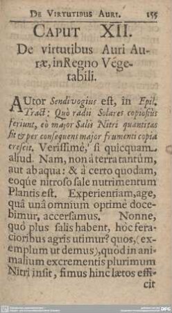 CAPUT XII. De virtutibus Auri Aurae, in Regno Vegetabili.