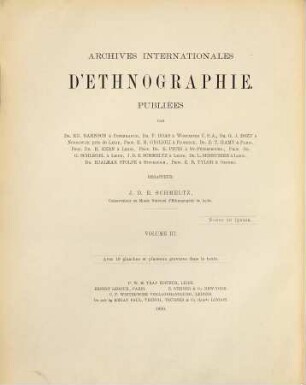 Internationales Archiv für Ethnographie = Archives internationales d'éthnographie. 3, 3. 1890