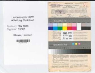 Entnazifizierung Heinrich Klinker, geb. 06.12.1895 (Versich.Angest.)