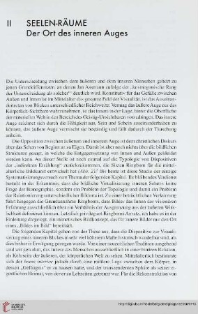 II: Seelen-Räume. Der Ort des inneren Auges