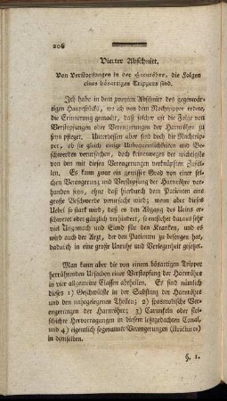 Vierter Abschnitt. Von Verstopfungen in der Harnröhre, die Folgen eines bösartigen Trippers sind.