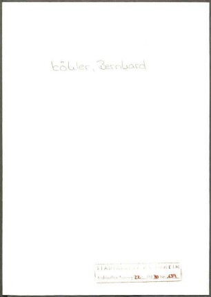 Koehler, Bernhard, Berlin, Schriftwechsel mit Wichert