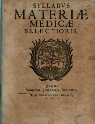 Syllabus Materiae Medicae Selectioris