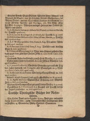 Teutsche Theologische Bücher der Reformirten.