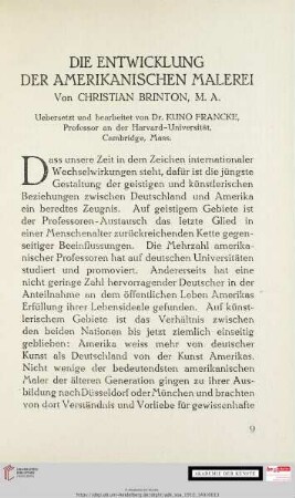 Die Entwicklung der amerikanischen Malerei. Von Christian Brinton, M. A.