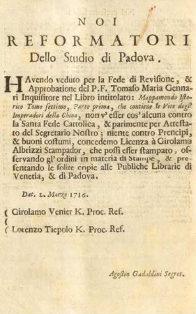 Noi Reformatori Dello Studio di Padova