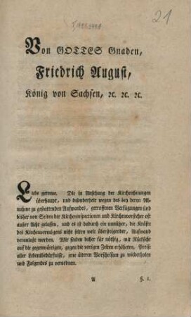 Von Gottes Gnaden, Friedrich August, König von Sachsen, etc. etc. etc.
