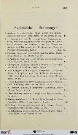 Kupferstiche- Radierungen (Nr. 1-17a)