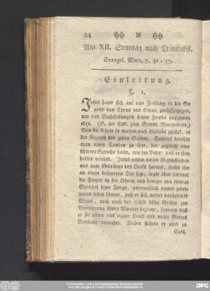 Am XII. Sonntag nach Trinitatis. Evangel. Marc. 7, 31 - 37.