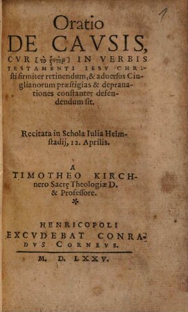 Propositiones Theologicae, De Peccato Originis, Oppositae Pelagianis, Pontificijs & Manichaeis erroribus : De Qvibus ... disputabitur ...