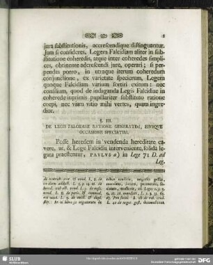 §. III. De Legis Falcidiae Ratione Generatim, Eiusque Occasione Speciatim