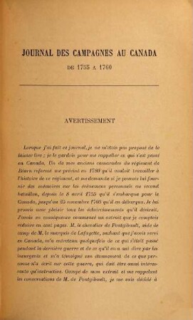 Journal des Campagnes au Canada de 1755 à 1760 par Le comte de Maurès de Malartic, (1730 - 1800) publié par son arrière petit-neveu le comte Gabriel de Maurès de Malartic et par Paul Gaffarel