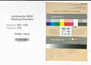 Entnazifizierung Hans Walter , geb. 04.05.1918 (Polizist)
