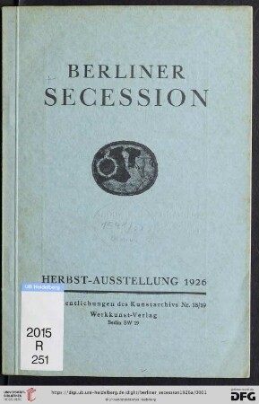 51: Ausstellung / Berliner Secession: Herbst-Ausstellung 1926 : 23. Okt. bis 15. Dez. 1926