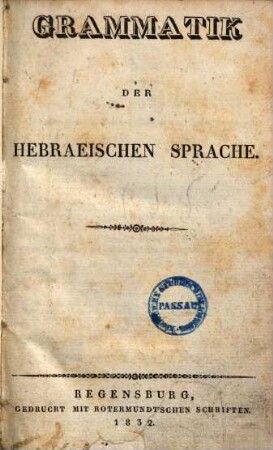 Grammatik der hebraeischen Sprache