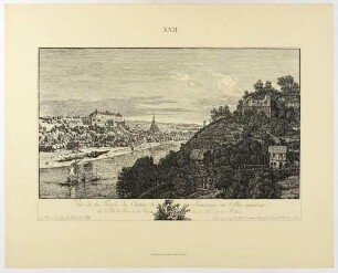 Pirna von den Weinbergen bei Posta, Blatt 22 aus der Canaletto-Mappe von Otto Richter für den Verein für Geschichte Dresden