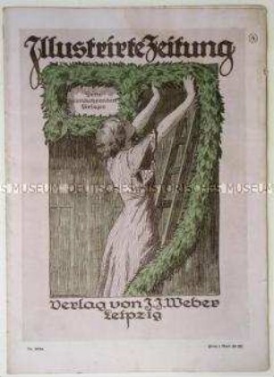 Wochenzeitschrift "Illustrirte Zeitung" mit Titelzeichnung zur Begrüßung der heimkehrenden Truppen und zur Novemberrevolution