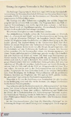 Sitzung des engeren Vorstandes in Bad Nauheim 2.-3. 1. 1970