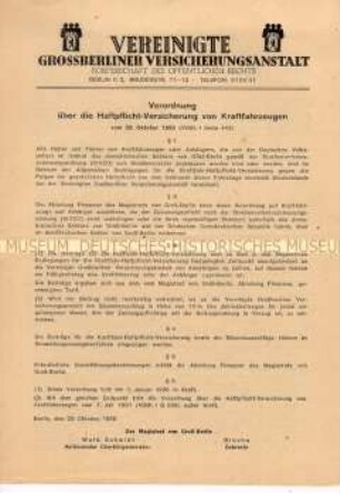 Verordnung über KfZ-Versicherungen