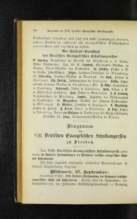 Programm des VIII. Deutschen Evangelischen Schulkongresses zu Dresden