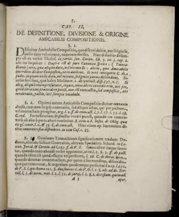 Cap. II. De Definitione, Divisione & Origine Amicabilis Compositionis.