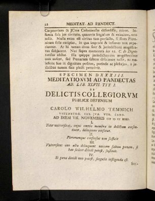 22-41, Spec. 533. De Delictis Collegiorum