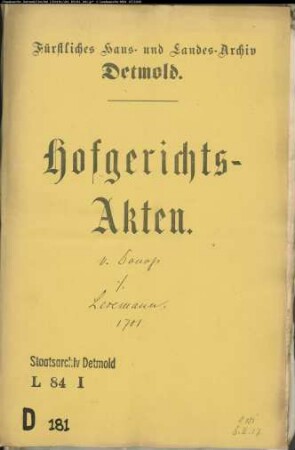 von Donop, Vormunde zu Wöbbel gegen Hans Lesemann zu Wellentrup, Amt Blomberg - Kostenentschädigung