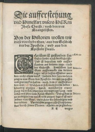 Von der Historien wollen wir diese vorrhede thun ...