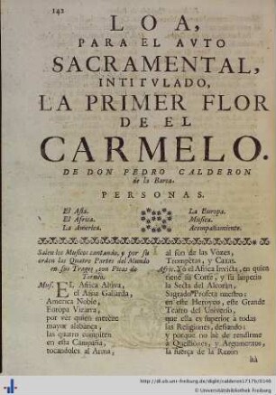 Loa para el Auto Sacramental La Primer Flor del Carmelo.