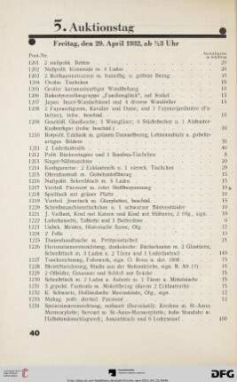 5. Auktionstag – Freitag, den 29. April 1932 (Nr. 1201-1500)