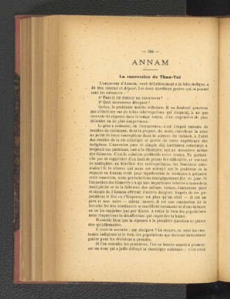 Annam. La succession de Than-Tai.