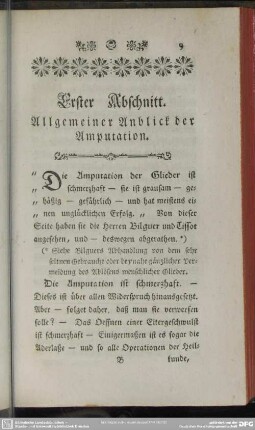 Erster Abschnitt. Allgemeiner Anblick der Amputation