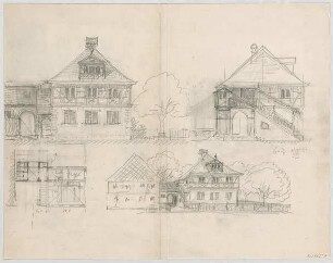 Thiersch, August ; Schwürbitz (Bayern); Schule - Grundriss, Ansichten