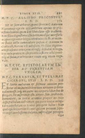 M. T. Cic. Epistolarum Liber Ad Terentiam Uxorem.