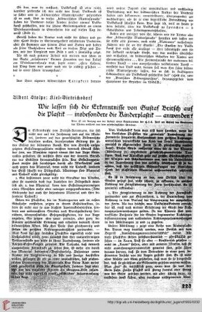 N.F. 15.1935: Wie lassen sich die Erkenntnisse von Gustaf Britsch auf die Plastik - insbesondere die Kinderplastik - anwenden?