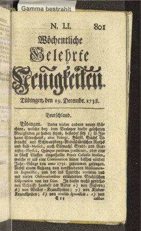 N. LI. Tübingen, den 19. Decembr. 1738