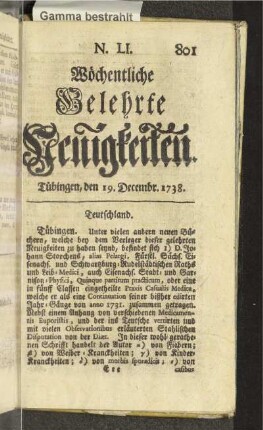 N. LI. Tübingen, den 19. Decembr. 1738