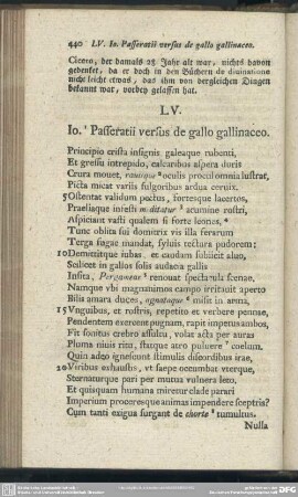 LV. Io. Passeratii versus de gallo galinaceo