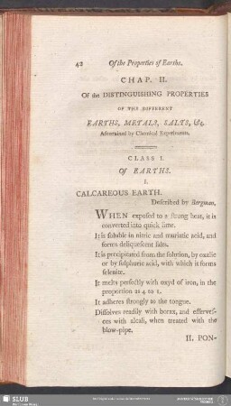 Chap. II. Of the Distinguishing Properties Of The Different Earths, Metals, Salts, &c. Ascertained by Chemical Experiments