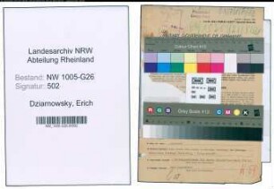 Entnazifizierung Erich Dziarnowsky , geb. 11.09.1897 (Beamter)