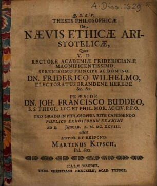 De naevis ethicae Aristotelicae