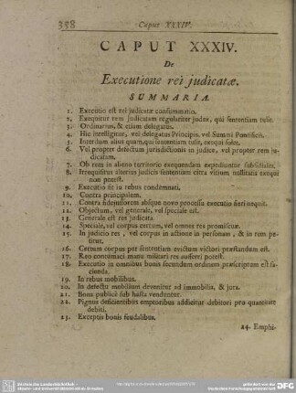 Caput XXXIV. De Executione rei iudicatae