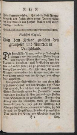 Sechstes Capitel. Von dem Kriege zwischen den Franzosen und Alliirten in Teutschland