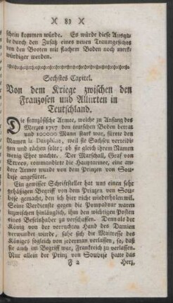 Sechstes Capitel. Von dem Kriege zwischen den Franzosen und Alliirten in Teutschland