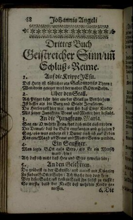Drittes Buch Geistreicher Sinn/uñ Schluß-Reime.
