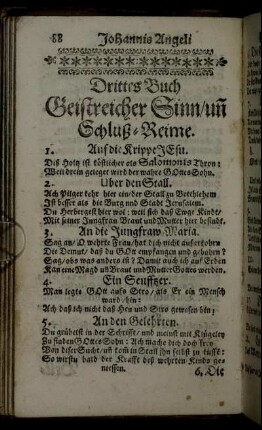 Drittes Buch Geistreicher Sinn/uñ Schluß-Reime.