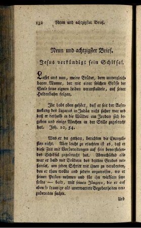 Neun und achtzigster Brief. Jesus verkündigt sein Schiksal.