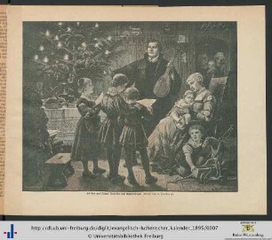 Illustration: Luther mit seiner Familie am Christabend.