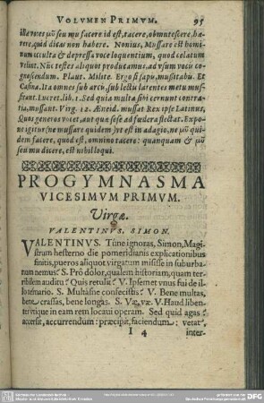 Progymnasma Vicesimum Primum. Virgae