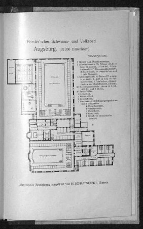 Forster'sches Schwimm- und Volksbad Augsburg. Erdgeschoss. Grundriss